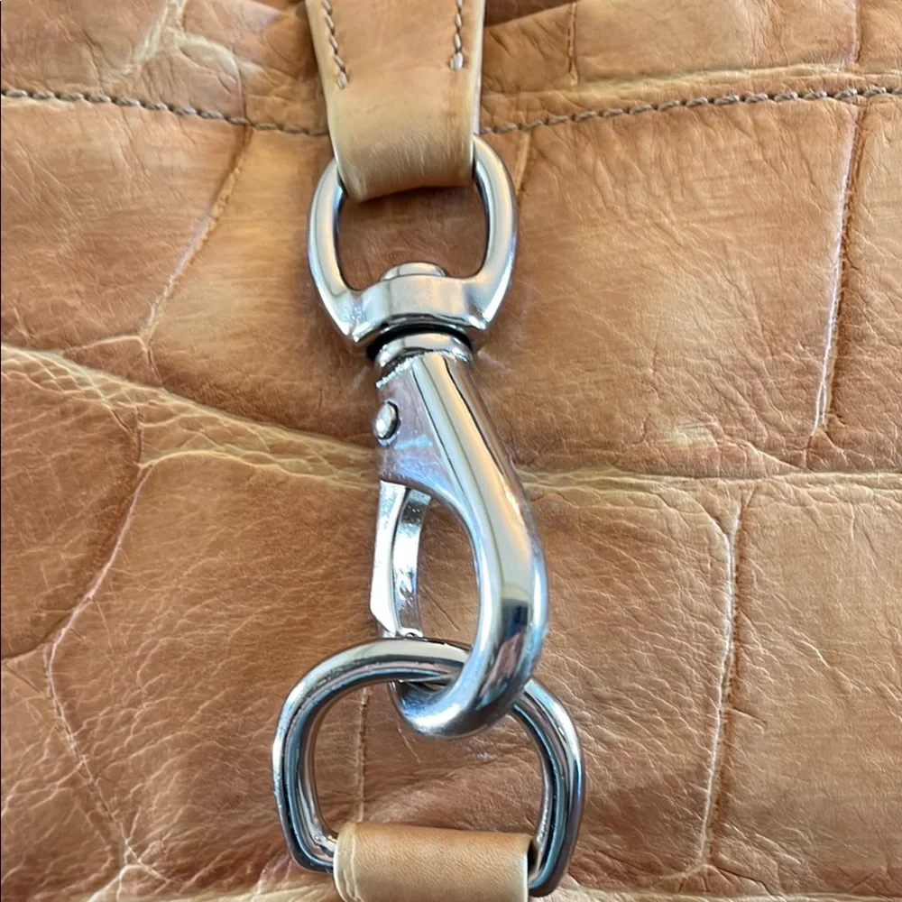 Dooney & Bourke Tan Croc-Embossed Leather Hobo with Silver Hardware